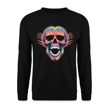 Coloured skull Eye-catching Gothic & Art motif - Unisex Sweatshirt - black - Front - Alina (178cm) & Michal (187cm)