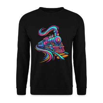 Dampflokomotive - Unisex Pullover - Schwarz - Vorne - Alina (178cm) & Michal (187cm)