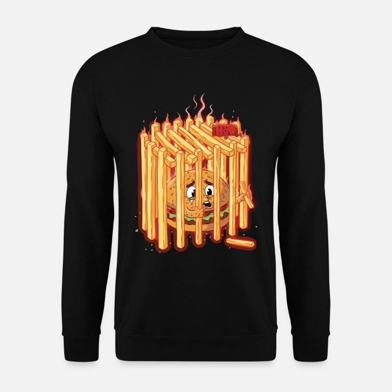 burger_pommes_gefaengnis - Unisex Pullover - Schwarz