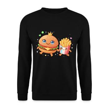 Burgers and fries - Unisex Sweatshirt - black - Front - Alina (178cm) & Michal (187cm)