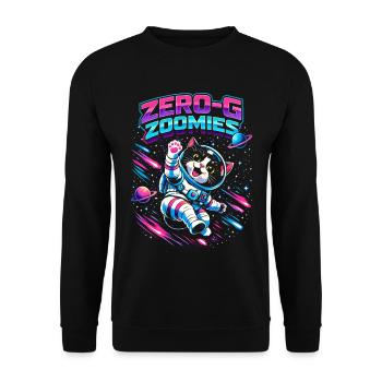 Null-G Zoomies | Humour spatial Astro Cat - Sweat-shirt Unisexe - noir - Devant - Alina (178cm) & Michal (187cm)