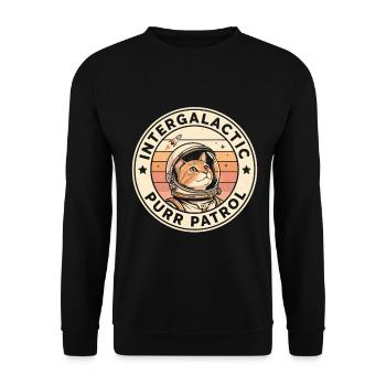 Intergalaktische Schnurrpatrouille | Space Katze - Unisex Pullover - Schwarz - Vorne - Alina (178cm) & Michal (187cm)