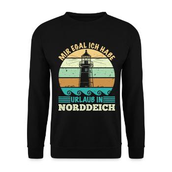 NORDSEE I DON'T CARE HAVE VACATION IN NORDDEICH Funny - Unisex Sweatshirt - black - Front - Alina (178cm) & Michal (187cm)