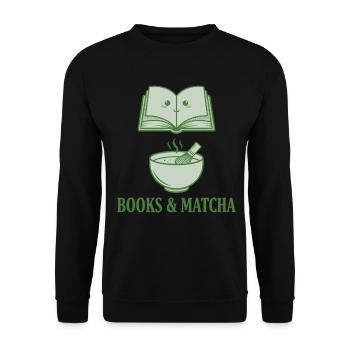 Livres et matcha Matcha Amateur de thé vert drôle - Sweat-shirt Unisexe - noir - Devant - Alina (178cm) & Michal (187cm)