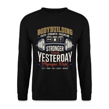 Bodybuilding Strength Faith Discipline - Unisex Sweatshirt - black - Front - Alina (178cm) & Michal (187cm)