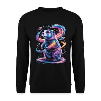 Cosmic Groundhog T-Shirt – Space Space - Unisex Sweatshirt - black - Front - Alina (178cm) & Michal (187cm)