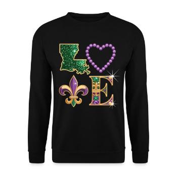 Mardi Gras Louisiana T-Shirt – Fleur de Lis, Heart - Unisex Sweatshirt - black - Front - Alina (178cm) & Michal (187cm)