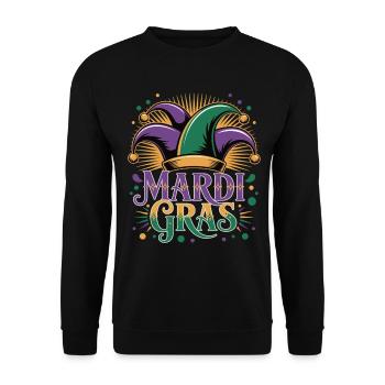 Mardi Gras T-Shirt – Jester Hat Carnival - Unisex Sweatshirt - black - Front - Alina (178cm) & Michal (187cm)