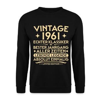 Birthday 1961 Vintage Real Classic - Unisex Sweatshirt - black - Front - Alina (178cm) & Michal (187cm)
