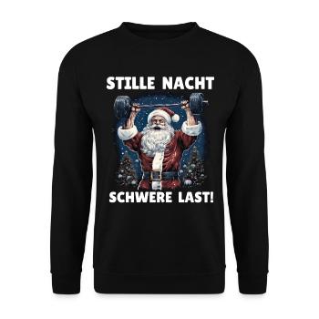 Weihnachtsmann STILLE NACHT SCHWERE LAST Lustig - Unisex Pullover - Schwarz - Vorne - Alina (178cm) & Michal (187cm)
