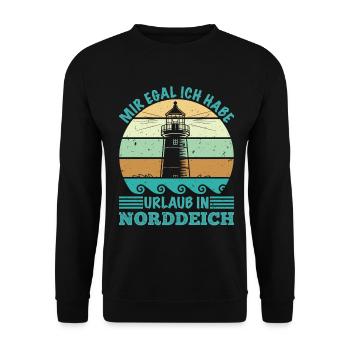 NORDSEE I DON'T CARE HAVE VACATION IN NORDDEICH Funny - Unisex Sweatshirt - black - Front - Alina (178cm) & Michal (187cm)