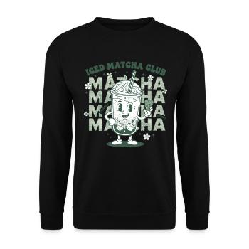 Iced Matcha Club Funny Matcha Tea Lover Green - Unisex Sweatshirt - black - Front - Alina (178cm) & Michal (187cm)