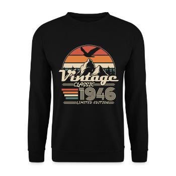Vintage 1946 Jahrgang Geburtstag Geschenk - Sweat-shirt Unisexe - noir - Devant - Alina (178cm) & Michal (187cm)