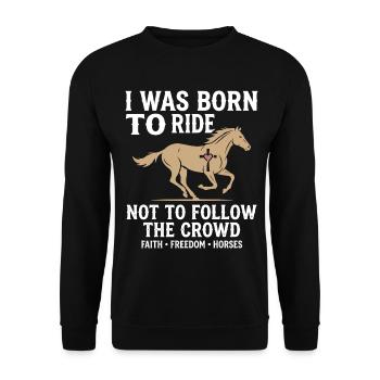 Born To Ride Pferde Freiheit Design - Unisex Pullover - Schwarz - Vorne - Alina (178cm) & Michal (187cm)