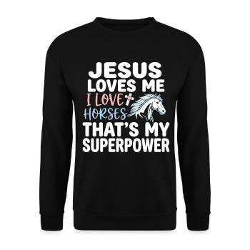 Jesus loves me, I love horses - Unisex Sweatshirt - black - Front - Alina (178cm) & Michal (187cm)