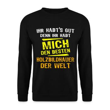 Wood Sculptor Gift - Unisex Sweatshirt - black - Front - Alina (178cm) & Michal (187cm)