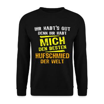 Hufschmied Geschenk - Unisex Pullover - Schwarz - Vorne - Alina (178cm) & Michal (187cm)