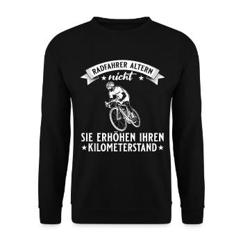 Cyclist Doesn't Age Road Bike Cycling Gift - Unisex Sweatshirt - black - Front - Alina (178cm) & Michal (187cm)