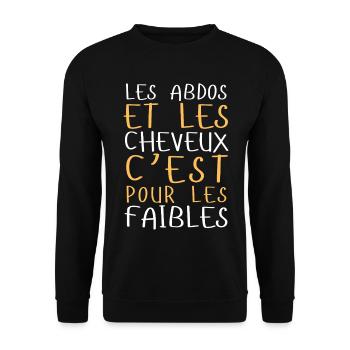 Abdos et cheveux, c’est pour les faibles - Sweat-shirt Unisexe - noir - Devant - Alina (178cm) & Michal (187cm)
