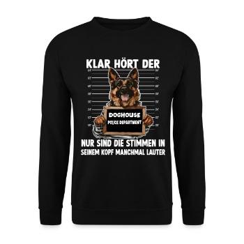 Hundehalter Geschenk Deutscher Schäferhund Gassi  - Unisex Pullover - Schwarz - Vorne - Alina (178cm) & Michal (187cm)