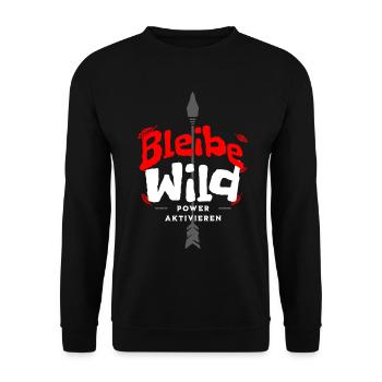 Power Aktivieren Wild Bleiben Stylisches Motiv - Unisex Pullover - Schwarz - Vorne - Alina (178cm) & Michal (187cm)