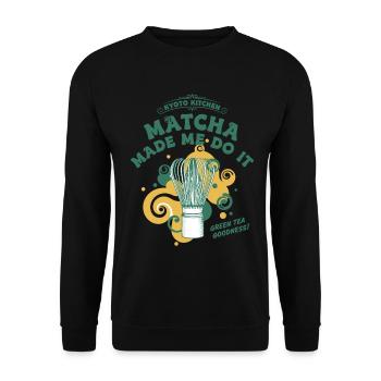 Kyoto Kitchen Matcha Made Me Do It Green Tea - Unisex Sweatshirt - black - Front - Alina (178cm) & Michal (187cm)