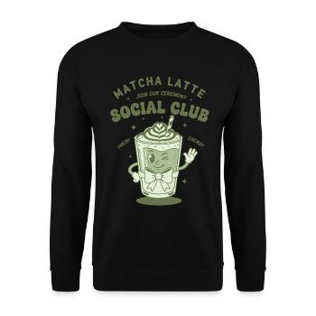 Matcha Latte Social Club Join Our Ceremony Green - Unisex Sweatshirt - black - Front - Alina (178cm) & Michal (187cm)