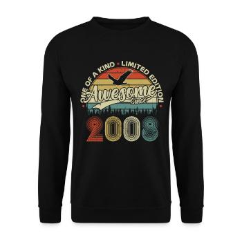 Cadeau d’anniversaire rétro vintage vintage 2008 - Sweat-shirt Unisexe - noir - Devant - Alina (178cm) & Michal (187cm)