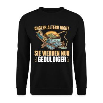 Angler Altern Nicht Fischerei - Unisex Pullover - Schwarz - Vorne - Alina (178cm) & Michal (187cm)