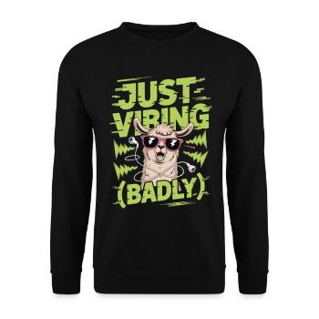 Lama avec un t-shirt casque - Juste une mauvaise ambiance - Sweat-shirt Unisexe - noir - Devant - Alina (178cm) & Michal (187cm)