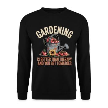 Hobby Gardener Shirt Watering Tomatoes and Sunflower - Unisex Sweatshirt - black - Front - Alina (178cm) & Michal (187cm)