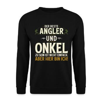 Angler Onkel Nicht einfach Hier bin ich Angeln - Unisex Pullover - Schwarz - Vorne - Alina (178cm) & Michal (187cm)