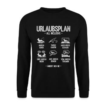 Plan de vacances de pêche Boy Pêcheur en Norvège - Sweat-shirt Unisexe - noir - Devant - Alina (178cm) & Michal (187cm)