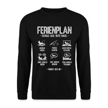 Fishing Gift Man Angler Holiday Plan Fishing Holidays - Unisex Sweatshirt - black - Front - Alina (178cm) & Michal (187cm)