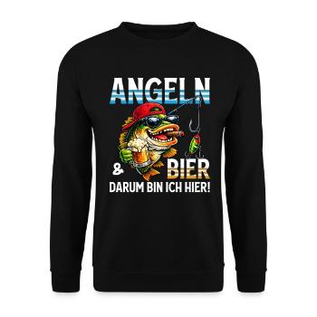 Angler Gift Man Fishing and Beer Angler Funny - Unisex Sweatshirt - black - Front - Alina (178cm) & Michal (187cm)