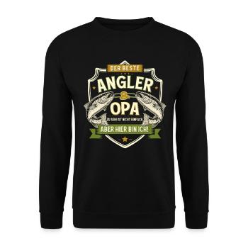 Angler Opa Nicht einfach Aber hier bin ich! Angeln - Unisex Pullover - Schwarz - Vorne - Alina (178cm) & Michal (187cm)
