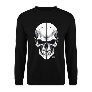 Crâne blanc monochrome - Sweat-shirt Unisexe - noir - Devant - Alina (178cm) & Michal (187cm)