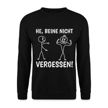 Strichmännchen BEINE NICHT VERGESSEN Lustiges - Unisex Pullover - Schwarz - Vorne - Alina (178cm) & Michal (187cm)