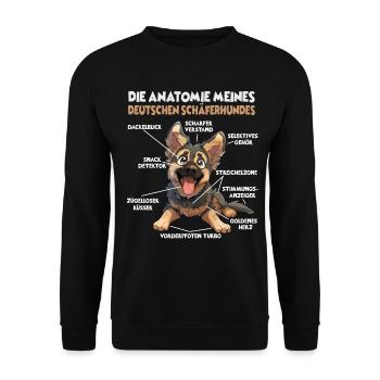 Deutscher Schäferhund Hundehalter Geschenk Gassi T - Unisex Pullover - Schwarz - Vorne - Alina (178cm) & Michal (187cm)