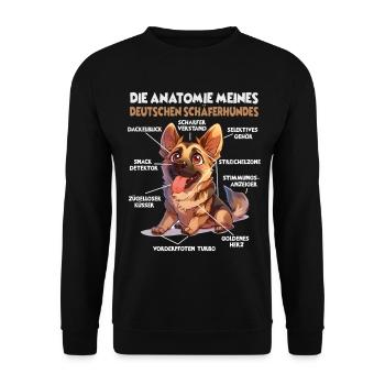Deutscher Schäferhund Hundehalter Geschenk Gassi T - Unisex Pullover - Schwarz - Vorne - Alina (178cm) & Michal (187cm)