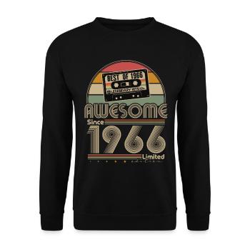 Cadeau de 60e anniversaire Vintage 1966 Rétro - Sweat-shirt Unisexe - noir - Devant - Alina (178cm) & Michal (187cm)