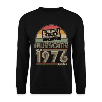 Cadeau du 50e anniversaire Vintage 1976 Rétro - Sweat-shirt Unisexe - noir - Devant - Alina (178cm) & Michal (187cm)