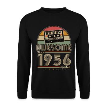Cadeau de 70e anniversaire Vintage 1956 Rétro - Sweat-shirt Unisexe - noir - Devant - Alina (178cm) & Michal (187cm)