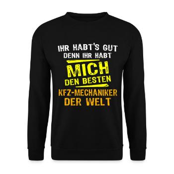Car Mechanic Gift - Unisex Sweatshirt - black - Front - Alina (178cm) & Michal (187cm)