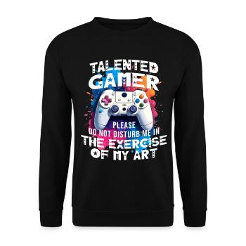 Gamer gaming enthusiast video games console funny - Unisex Sweatshirt - black - Front - Alina (178cm) & Michal (187cm)
