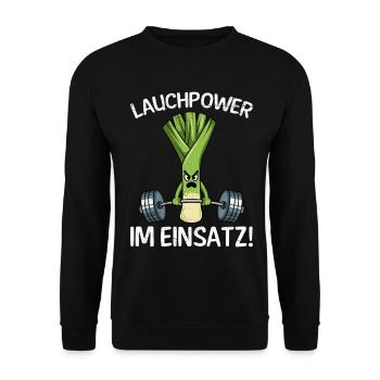 Gewichtheber LAUCHPOWER IM EINSATZ Lustiges - Unisex Pullover - Schwarz - Vorne - Alina (178cm) & Michal (187cm)