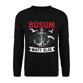 Nordsee Urlaub BÜSUM WATT SONST Lustiges - Unisex Pullover - Schwarz - Vorne - Alina (178cm) & Michal (187cm)