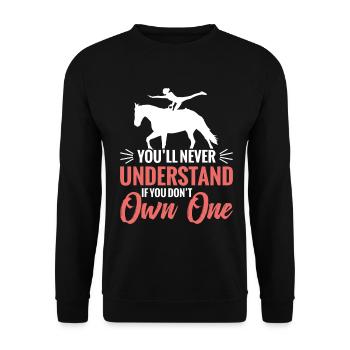 Pferdespringer, Reitpferd, Pferdeliebhaber, Pferd - Unisex Pullover - Schwarz - Vorne - Alina (178cm) & Michal (187cm)