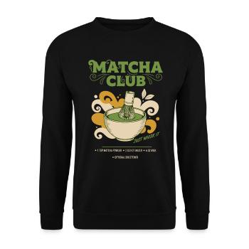 Matcha Club Just Whisk It Green Tea Matcha Latte - Unisex Sweatshirt - black - Front - Alina (178cm) & Michal (187cm)