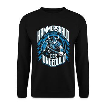 Hammersbald Nordischer Gott der Ungeduld - Unisex Pullover - Schwarz - Vorne - Alina (178cm) & Michal (187cm)